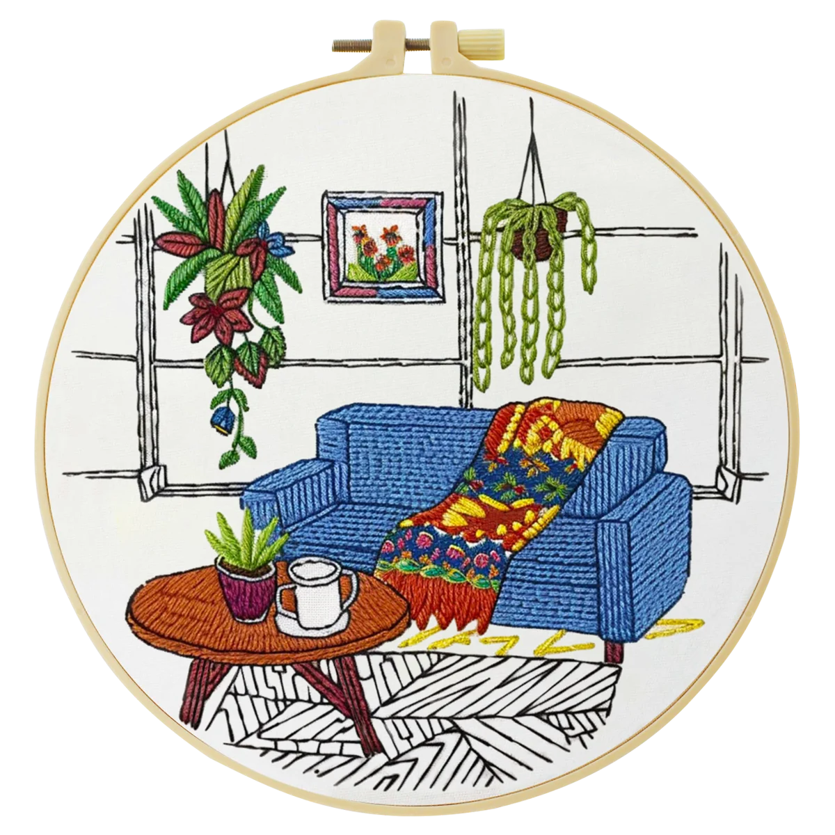 Cozy Living Room Embroidery Kit 🧵🏡