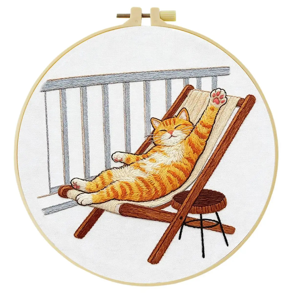 Lazy Summer Cat Embroidery Kit Kits For Stitchers