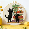 Black Cat Embroidery Kit for Beginners – DIY Cute Cat Hand Embroidery Hoop Set