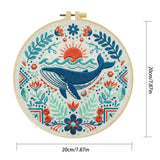 Folk Art Whale & Ocean Floral Embroidery Kit Kits For Stitchers