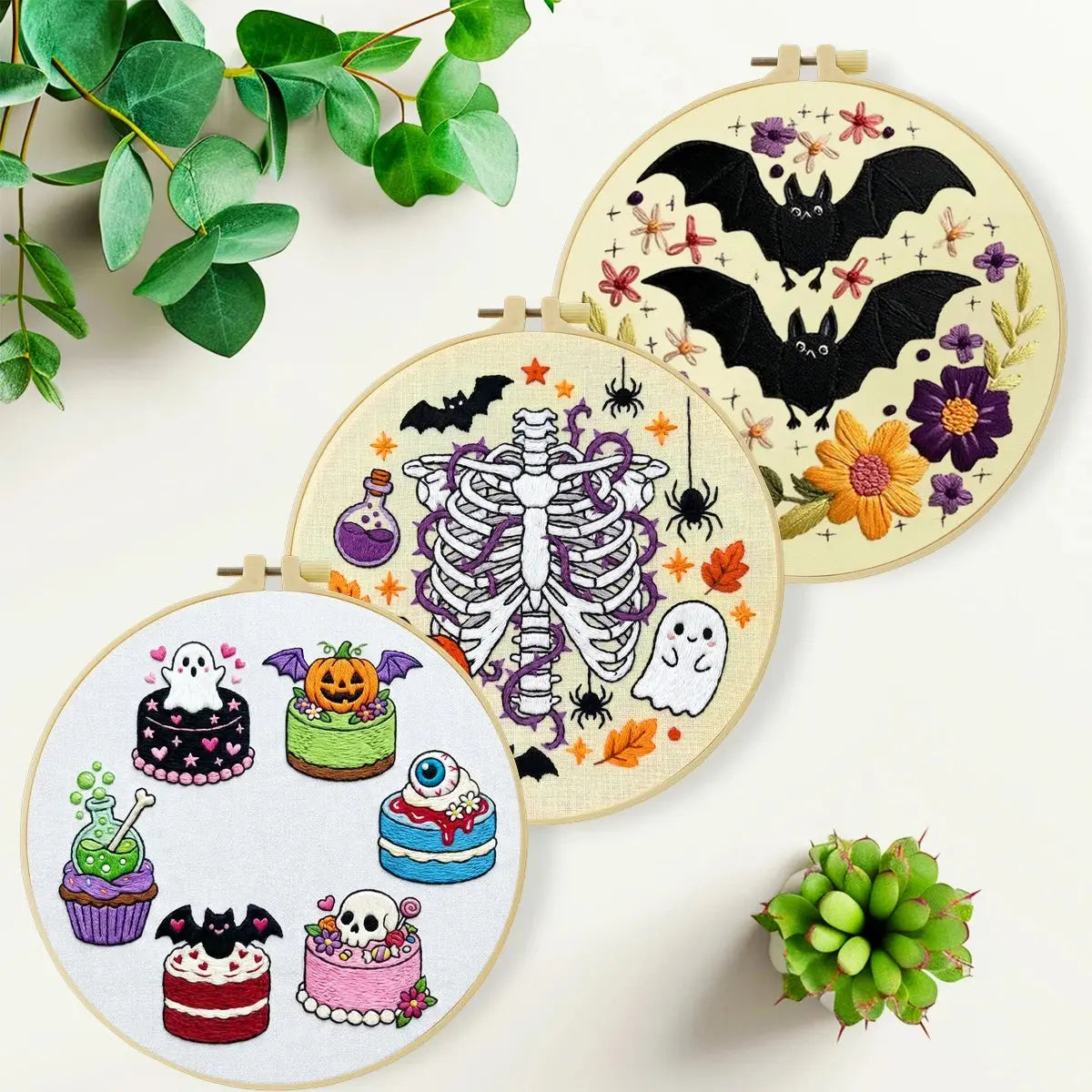 Spooky Halloween Embroidery Kit โ 3 Designs Kits For Stitchers
