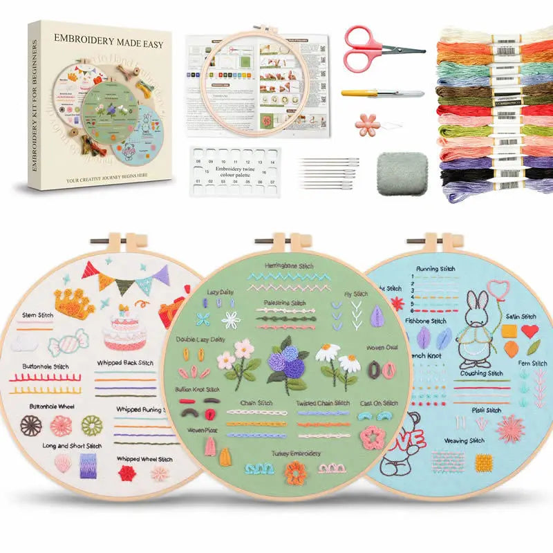 4-Piece Beginner Embroidery Learning Kit Kits For Stitchers