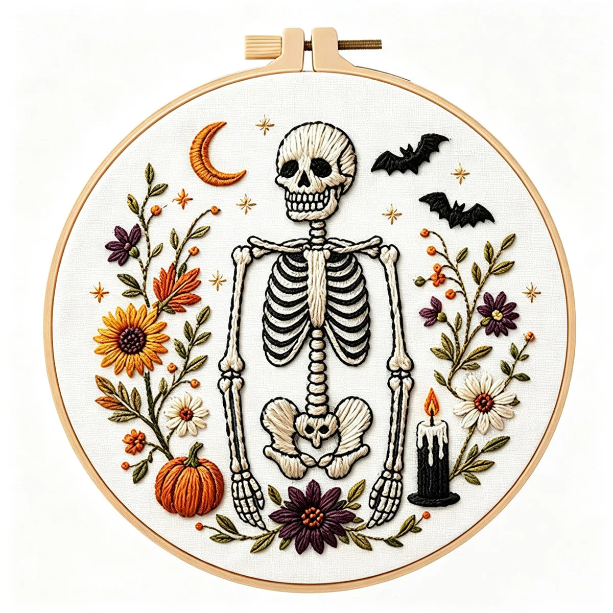Spooky Halloween Floral Embroidery Kit – Set of 4