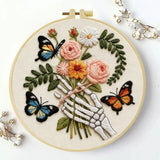 Skeleton Hand Floral Bouquet Embroidery Kit 🦋💐💀 Kits For Stitchers