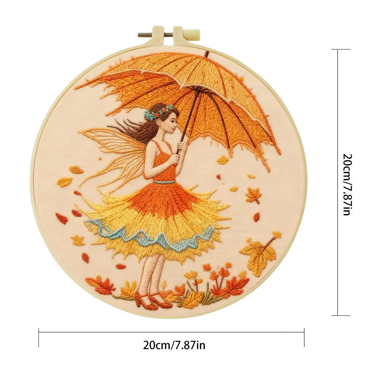 Autumn Fairy Embroidery Kit – Whimsical Fall DIY Hand Embroidery Hoop Art Set