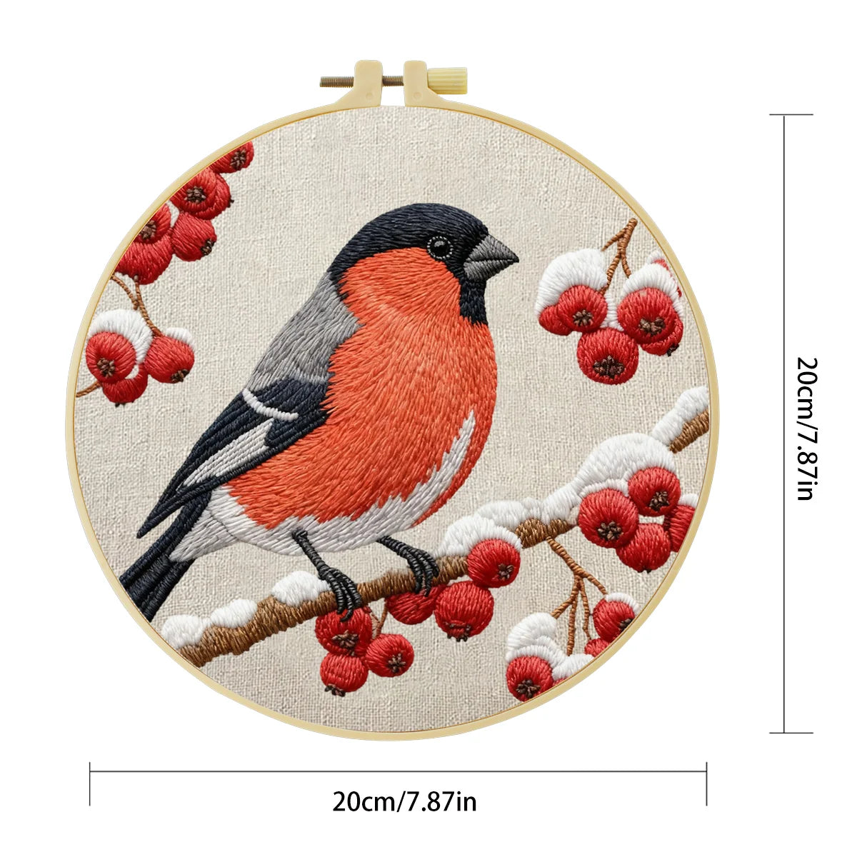 Bird Embroidery Starter Kit – DIY Bullfinch Sewing Art Set for
