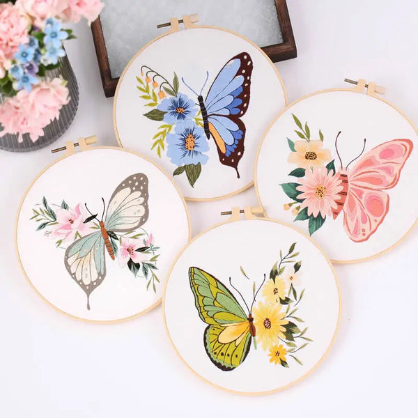 Floral Butterfly Hand Embroidery Kit