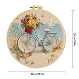 Handmade Beach Bicycle Embroidery Hoop Wall Art – Coastal Floral Bike Cottage Decor