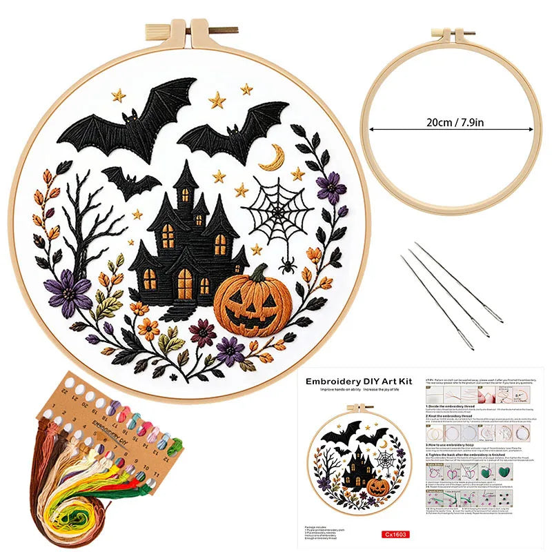 Floral Sugar Skull Embroidery Kit – Set of 3