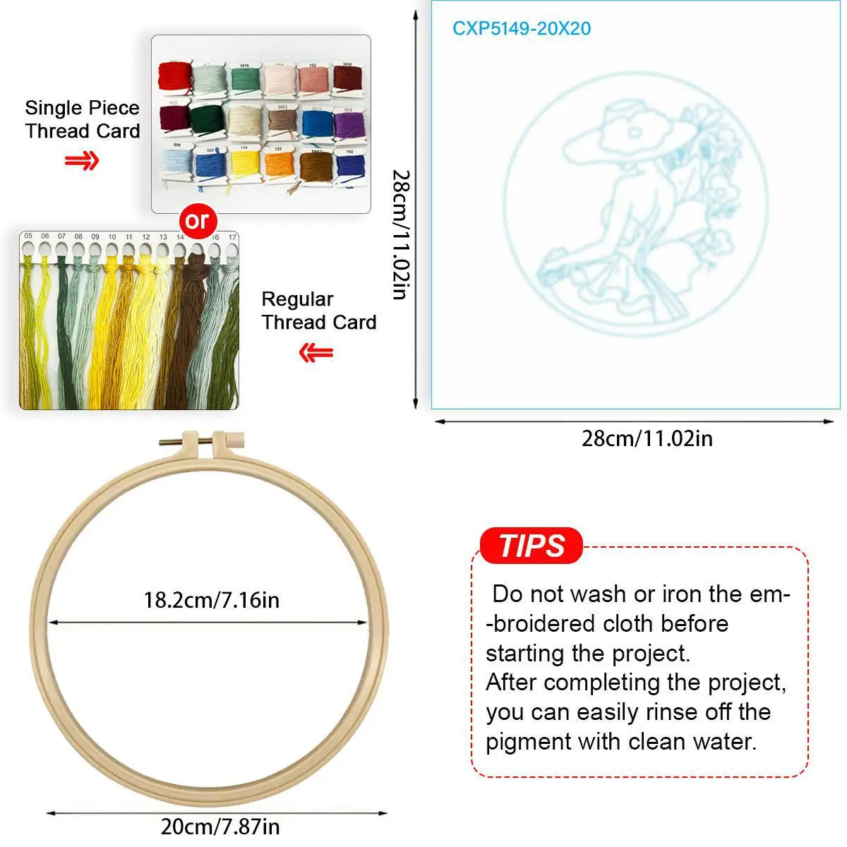 Blue Hat Lady Embroidery Kit Kits For Stitchers