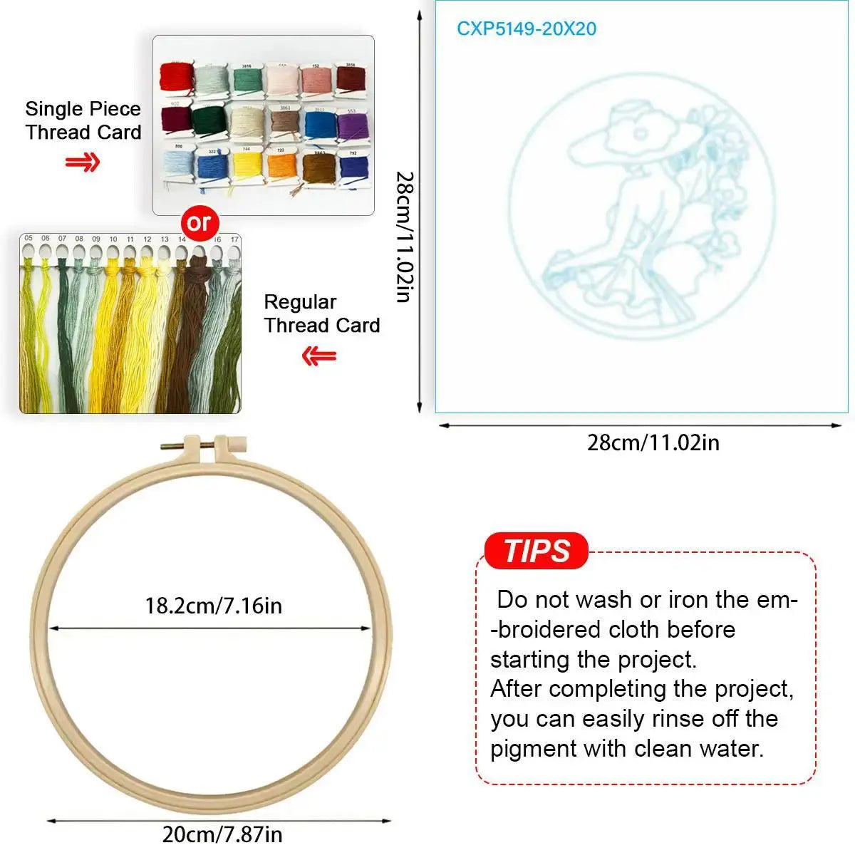 Blue Hat Lady Embroidery Kit Kits For Stitchers