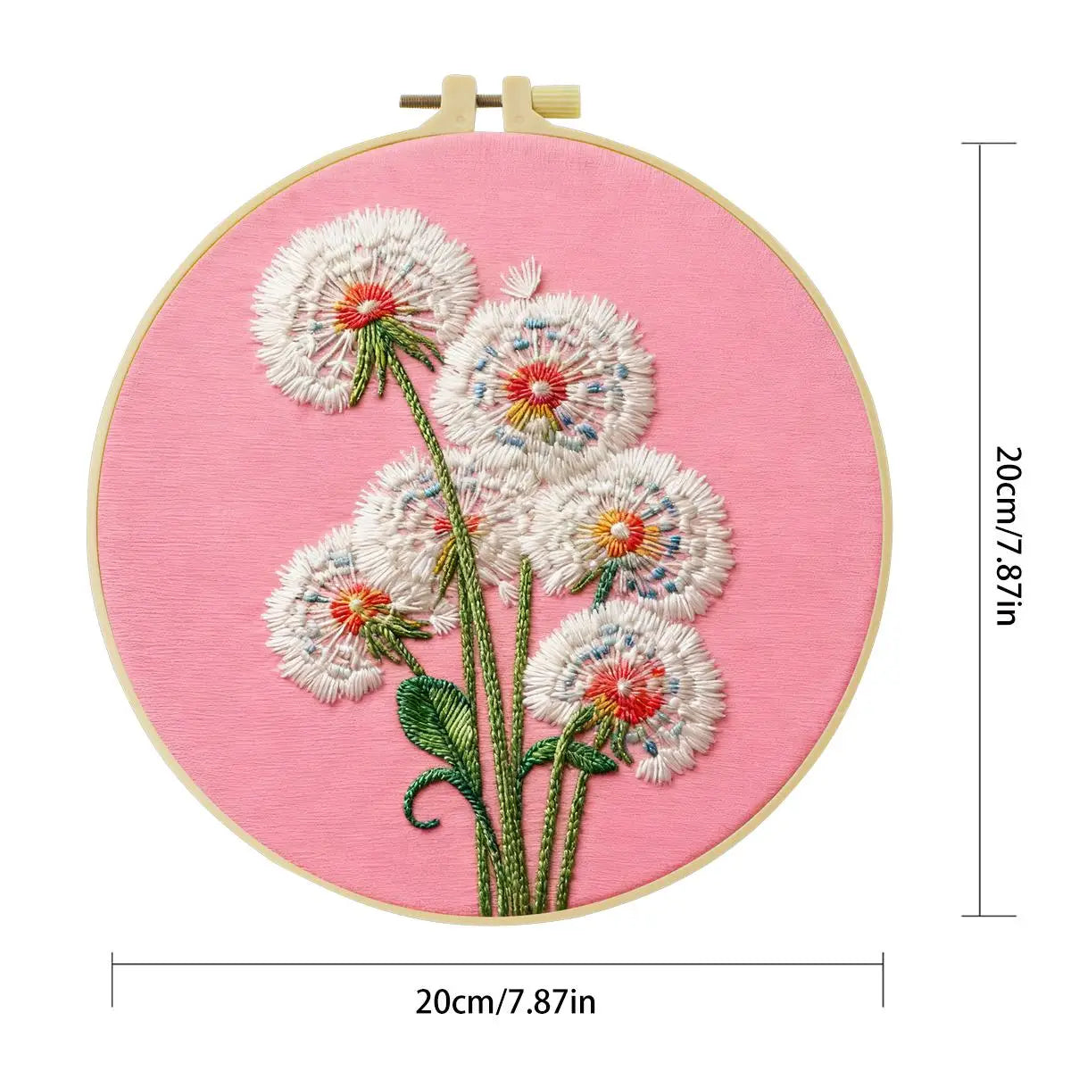 Dandelion Flower Embroidery Kit – DIY Botanical Hoop Art for Beginners & Nature Lovers