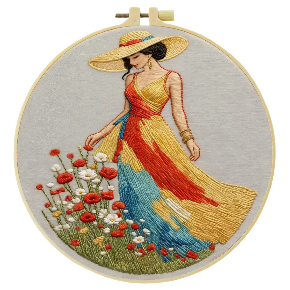 Summer Meadow Lady Embroidery Kit Kits For Stitchers