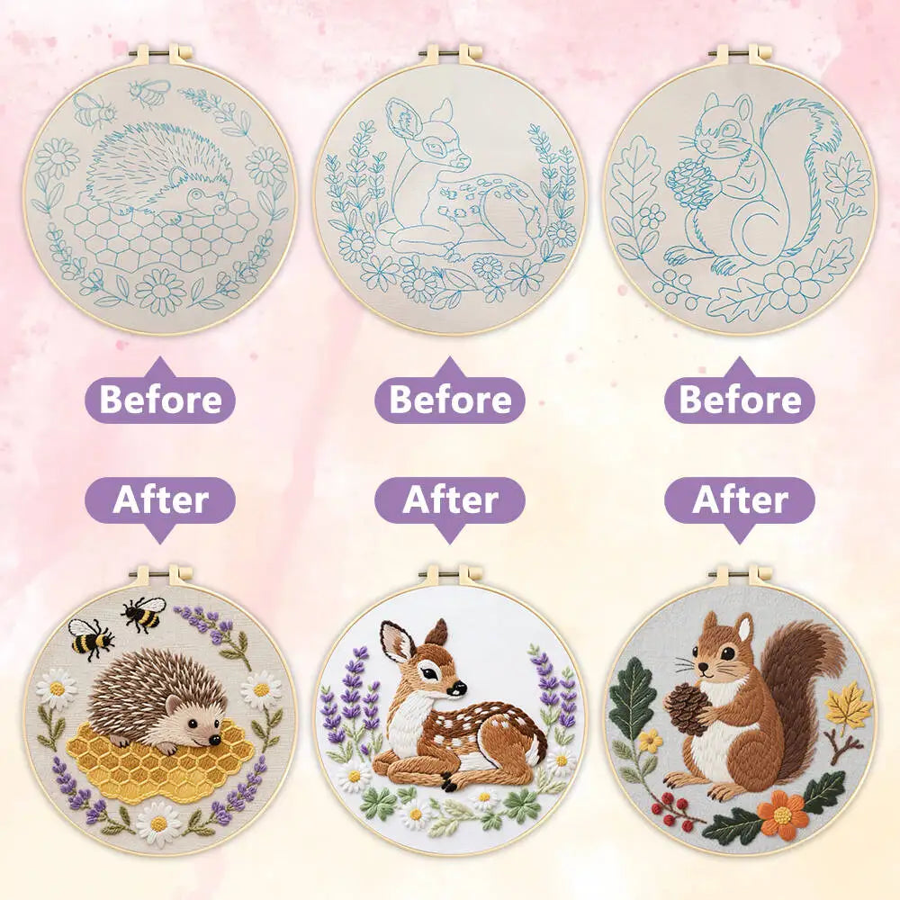 Forest Friends Hand Embroidery Kit