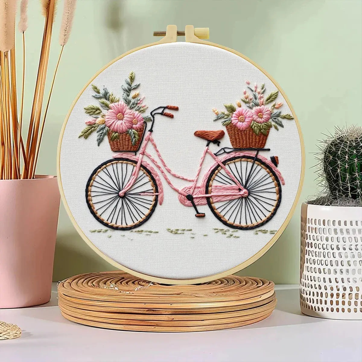 Floral Bicycle Hand Embroidery Kit The Stichers Heavane