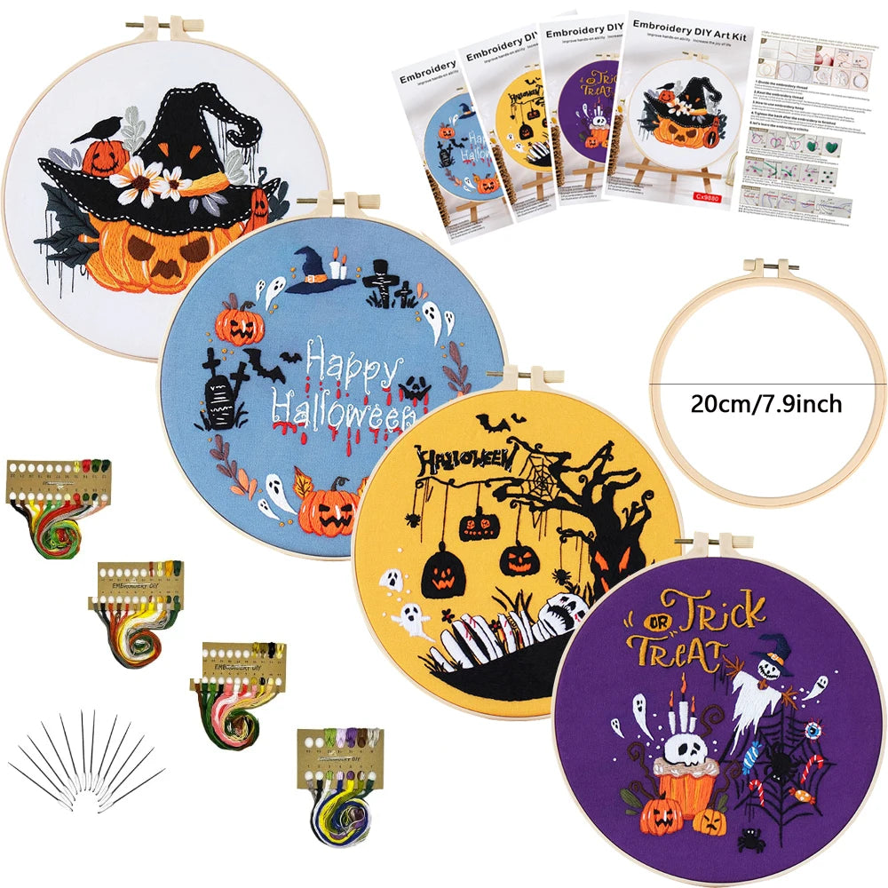 Spooky Halloween Embroidery Kit – Set of 4