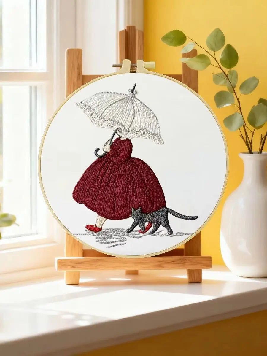Lady in a Red Skirt Embroidery Kit
