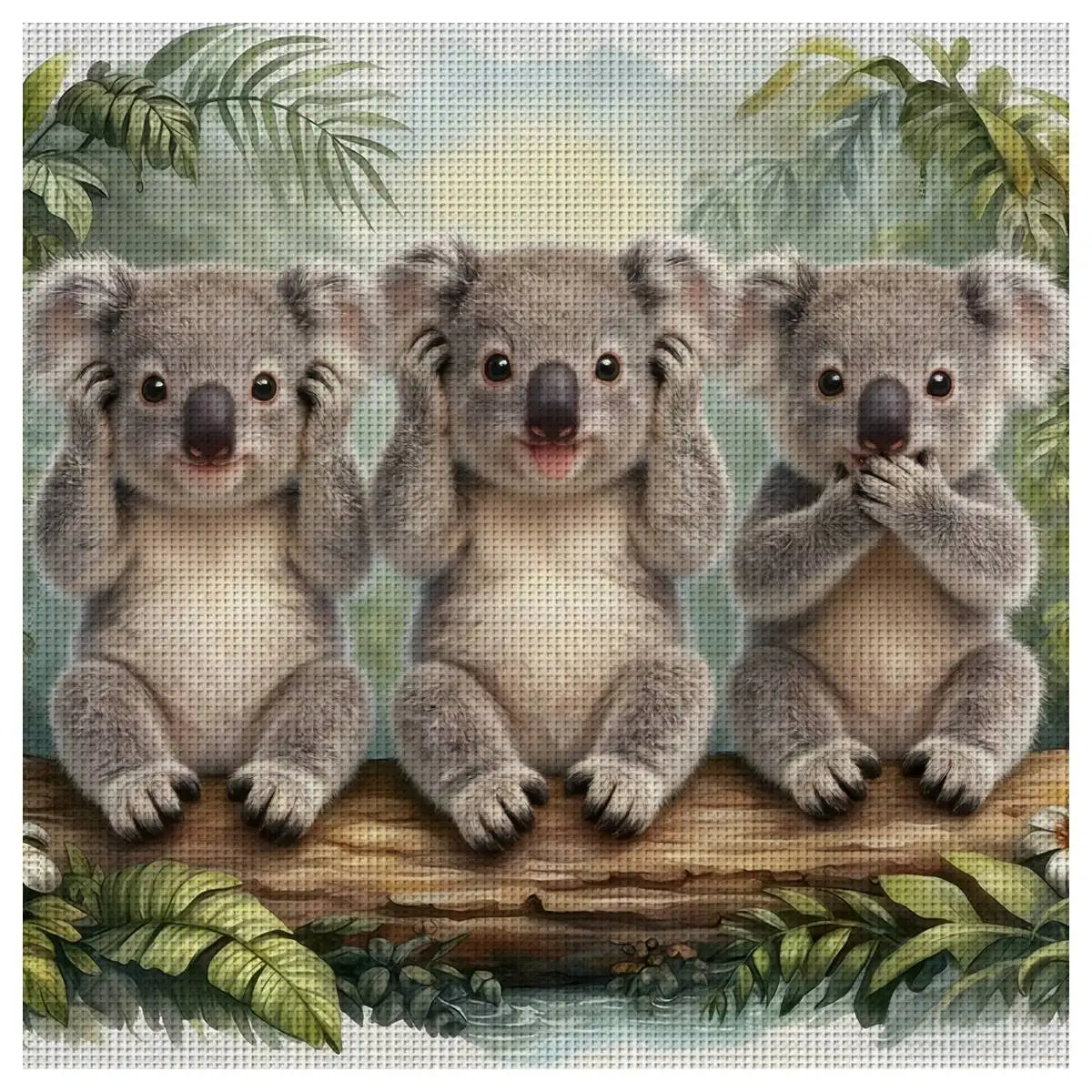 See No Evil, Hear No Evil, Speak No Evil Koalas Cross Stitch Kit 🐨🌿💚✨