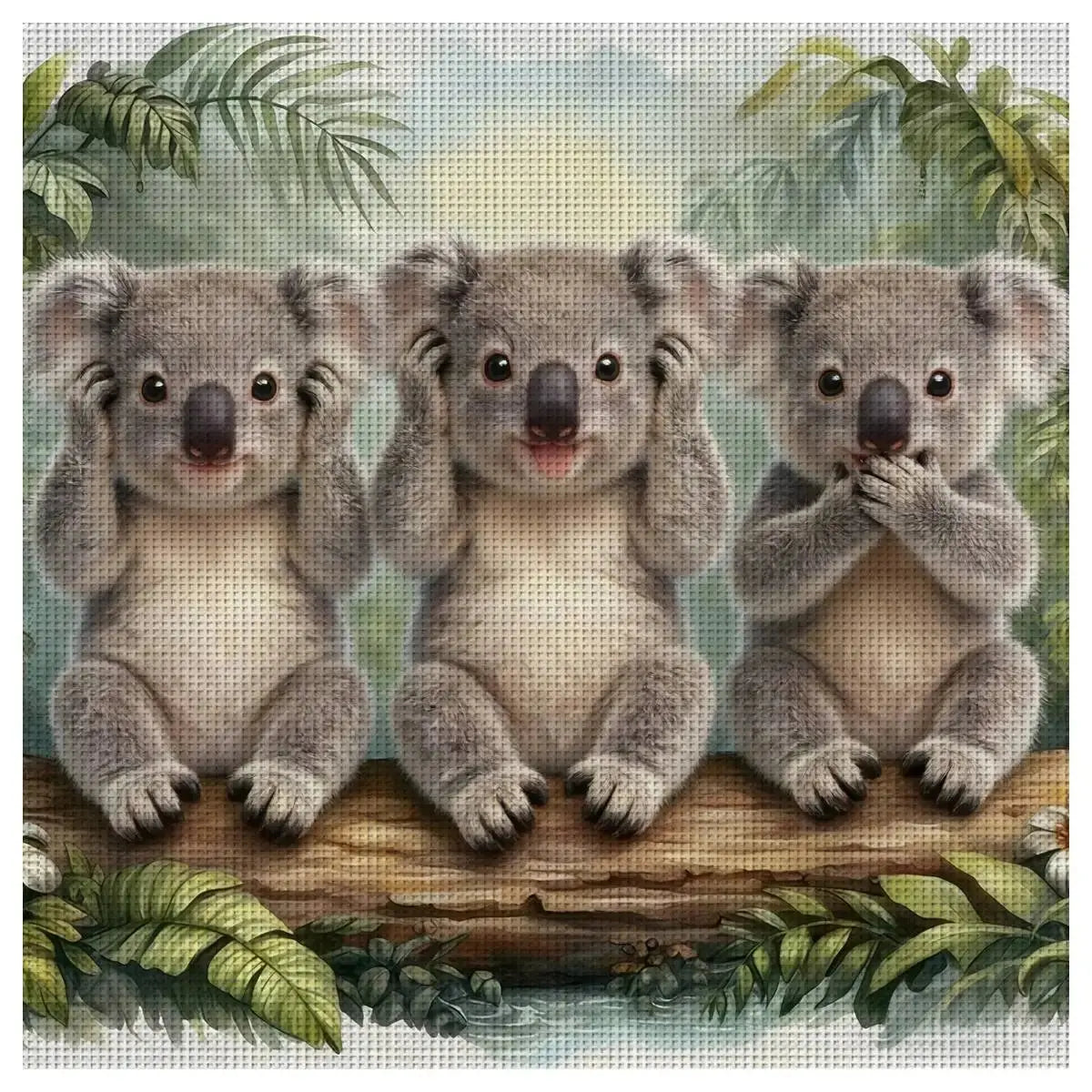See No Evil, Hear No Evil, Speak No Evil Koalas Cross Stitch Kit 🐨🌿💚✨ Kits For Stitchers
