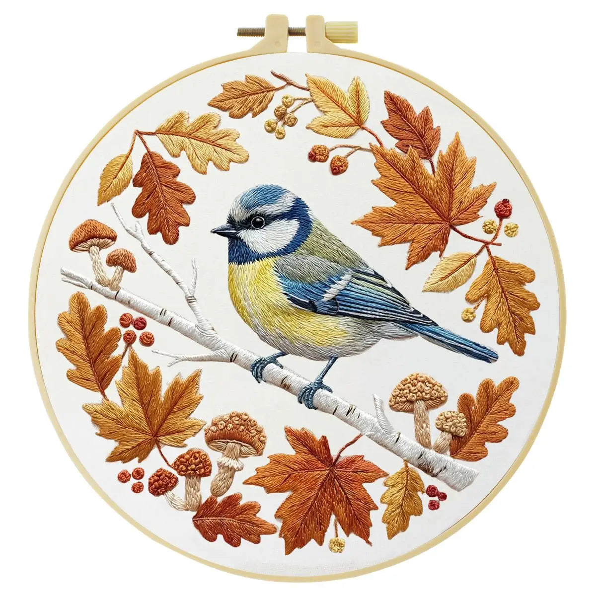 Blue Sparrow on a Branch Embroidery Starter Kit