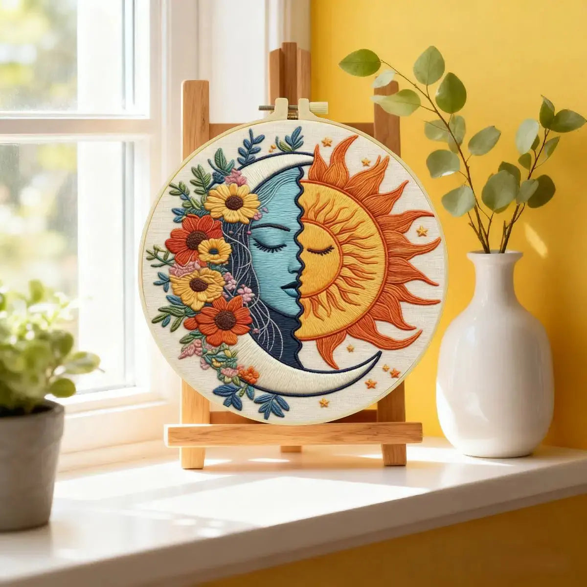 Celestial Sun & Moon Embroidery Kit 🌞🌙🌼 Kits For Stitchers