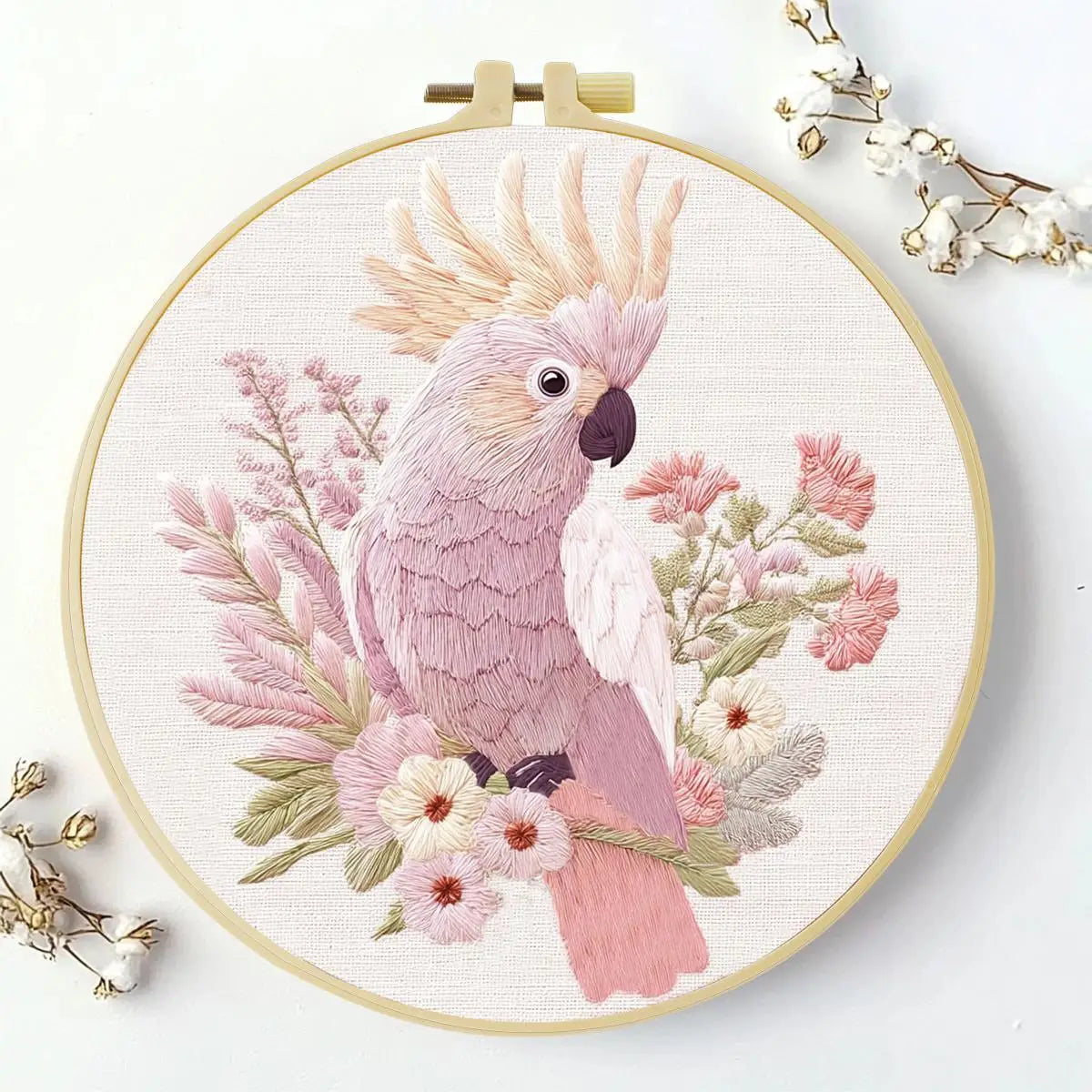 Blush Cockatoo Embroidery Kit Kits For Stitchers