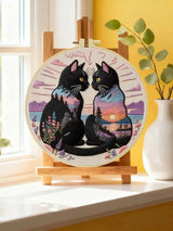 Midnight Soulmates Cat Embroidery Kit Kits For Stitchers