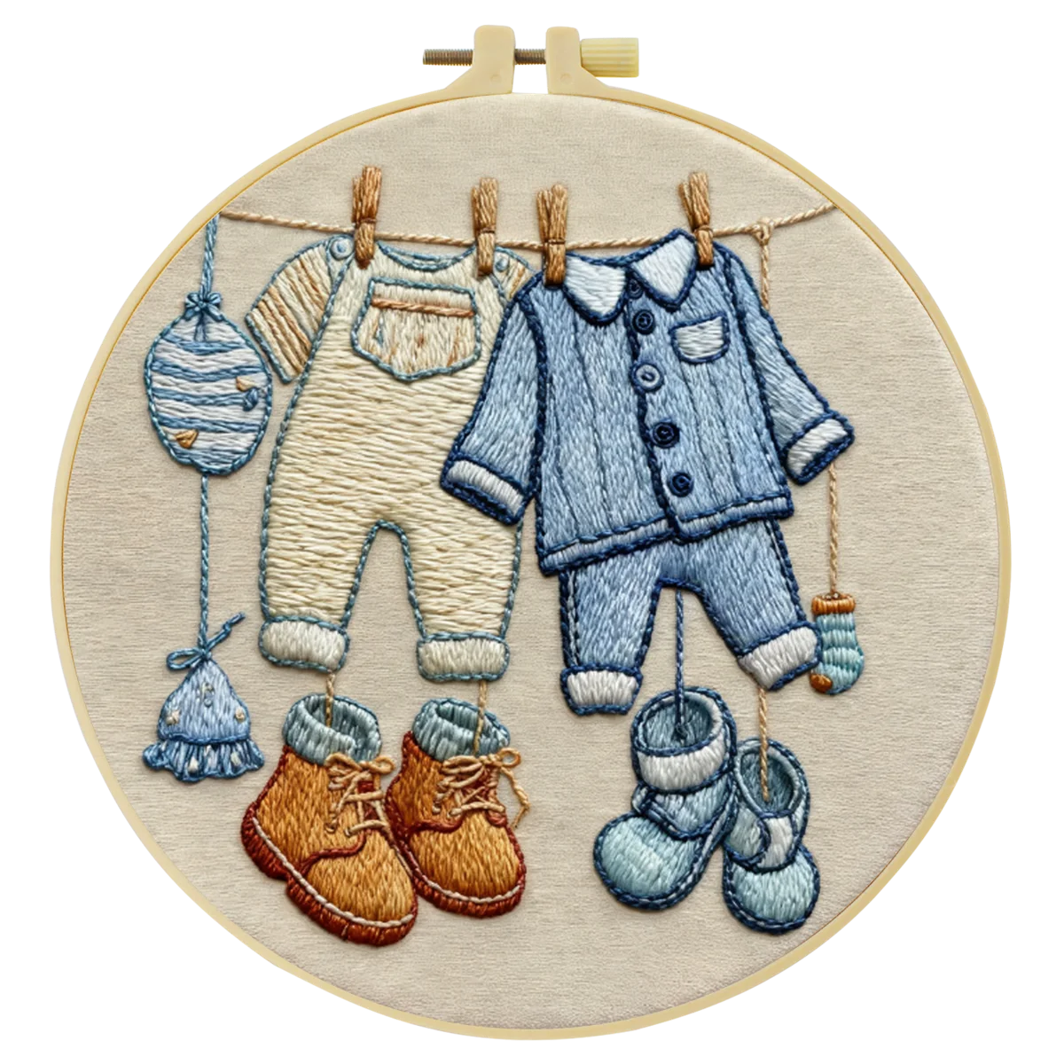 Handmade Baby Clothes Embroidery Hoop Wall Art – Sweet Nursery Laundry Line Decor