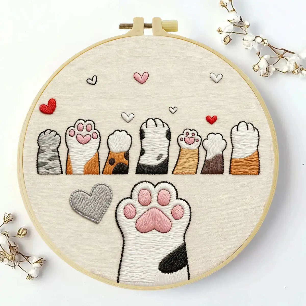 Cute Cat Paws Embroidery Kit Kits For Stitchers