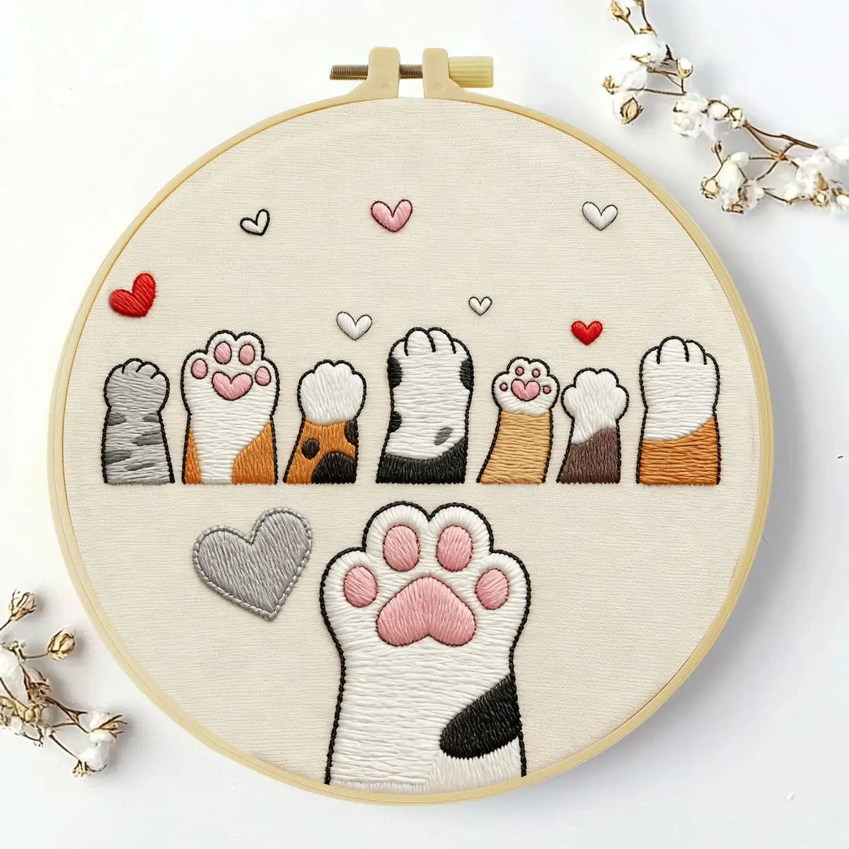 Cute Cat Paws Embroidery Kit Kits For Stitchers