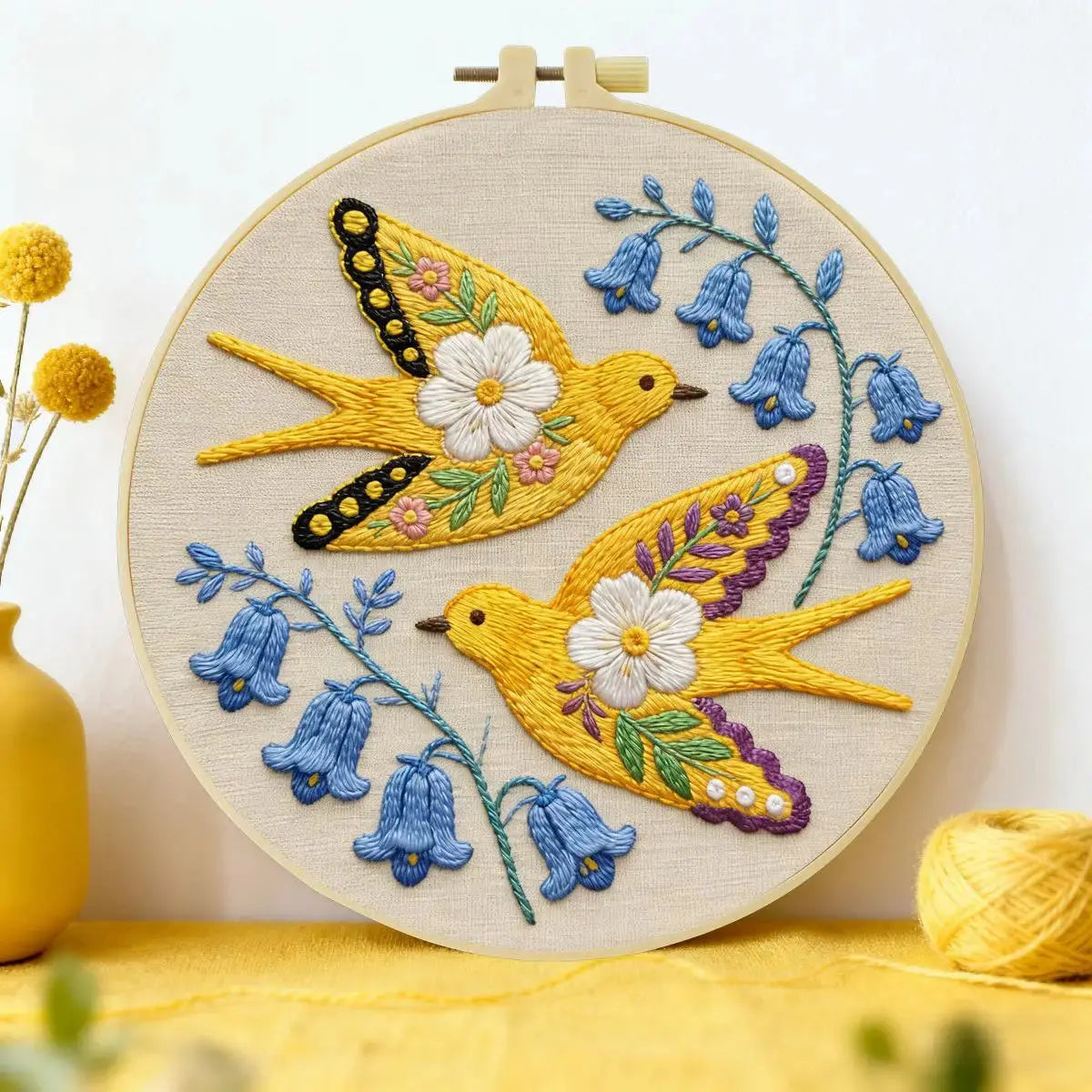 Floral Swallows Embroidery Kit ๐๏ธ๐ธ Kits For Stitchers