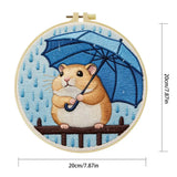 Rainy Day Hamster Embroidery Kit – Cute Umbrella Hamster DIY Hand Embroidery Set ☔🐹💙 Kits For Stitchers