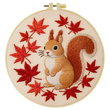 Autumn Squirrel Embroidery Kit โ Cute Woodland Maple Leaf Design Kits For Stitchers