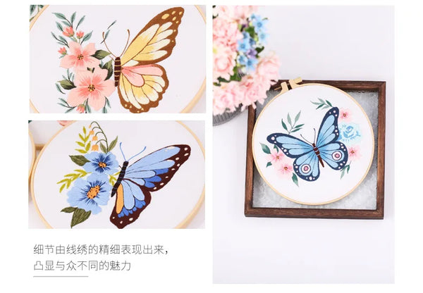 Floral Butterfly Hand Embroidery Kit