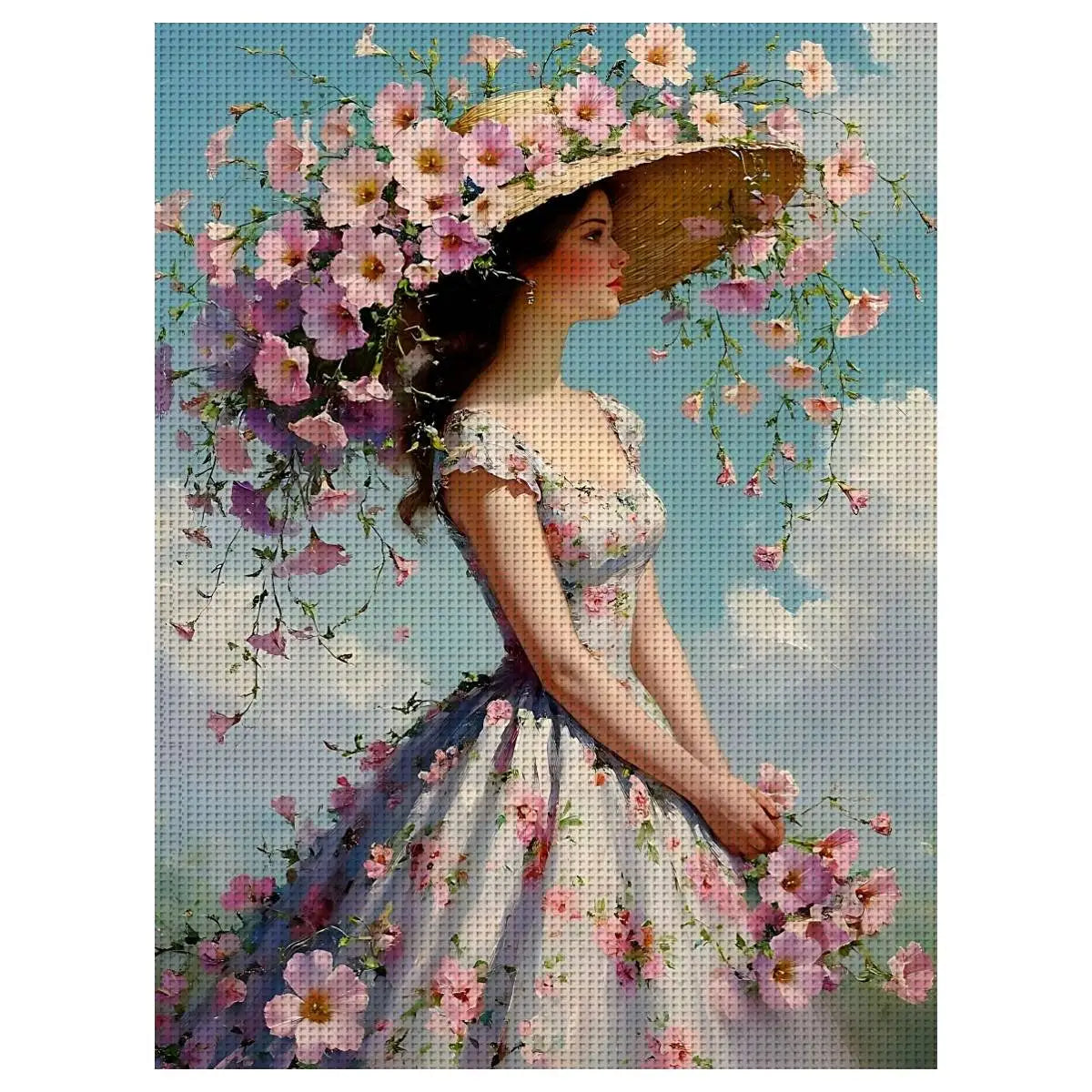 Floral Hat Lady Cross Stitch Kit ๐ธ๐๐งต