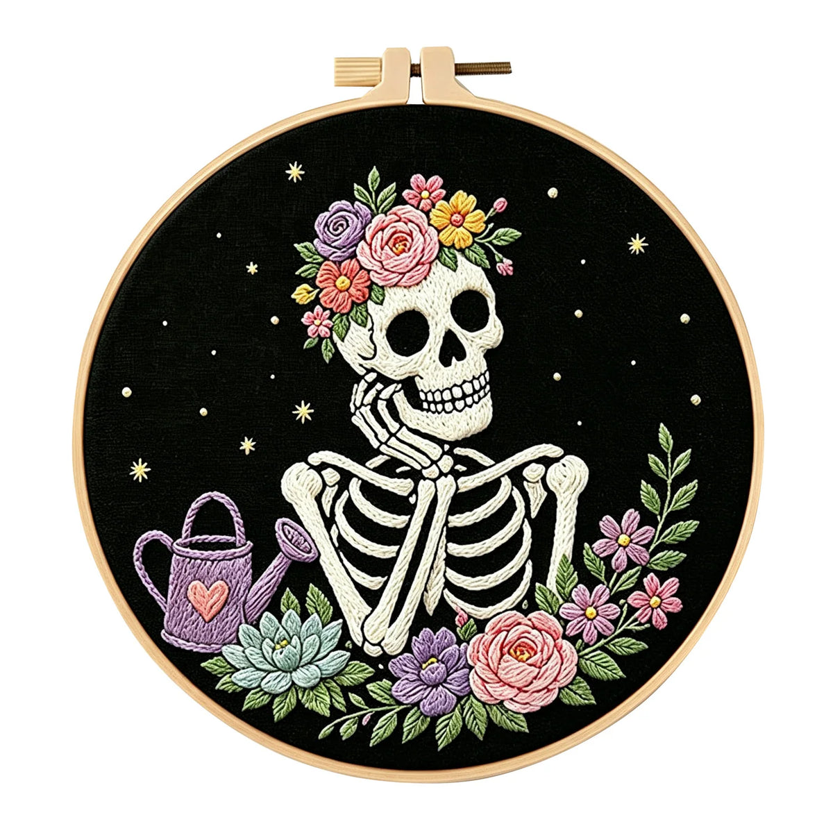 Floral Skeleton Embroidery Kit – Set of 3