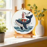 Whale Embroidery Kit for Beginners – DIY Ocean Hand Embroidery Hoop Set