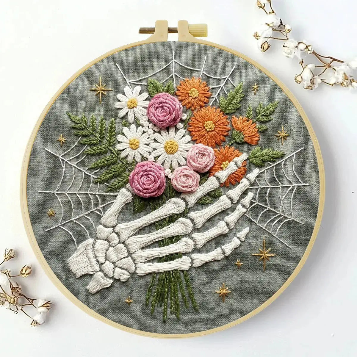 Floral Skeleton Hand Embroidery Kit Kits For Stitchers