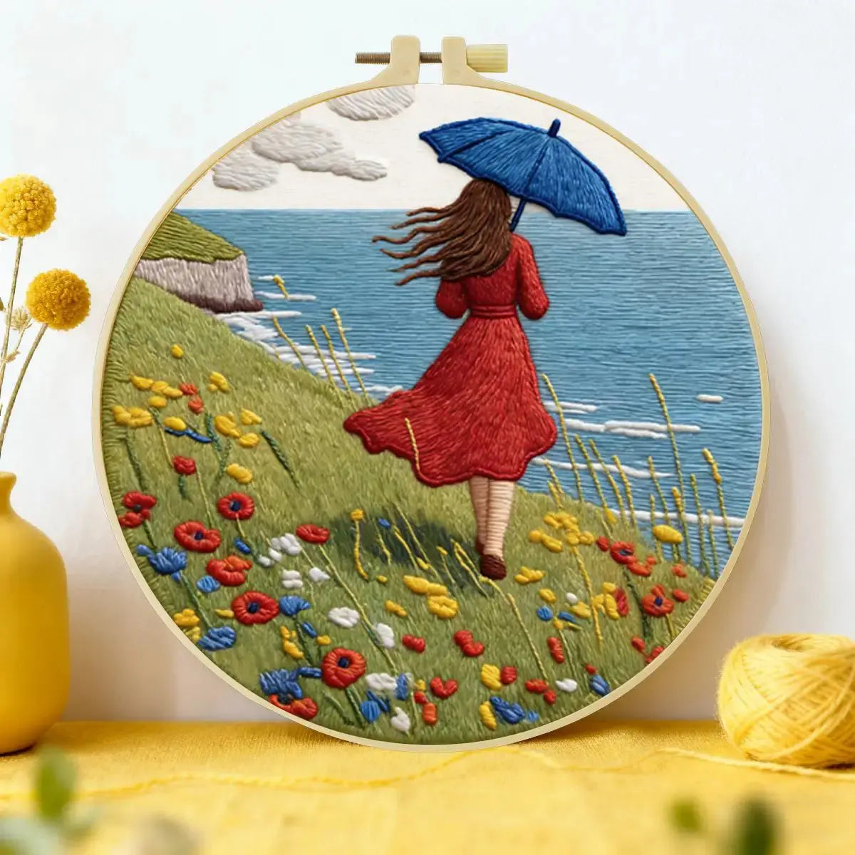 Seaside Breeze Embroidery Kit 🌊☂️🌼 Kits For Stitchers