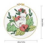 Sleeping White Cat Embroidery Kit for Beginners – DIY Floral Hand Embroidery Hoop Set Kits For Stitchers