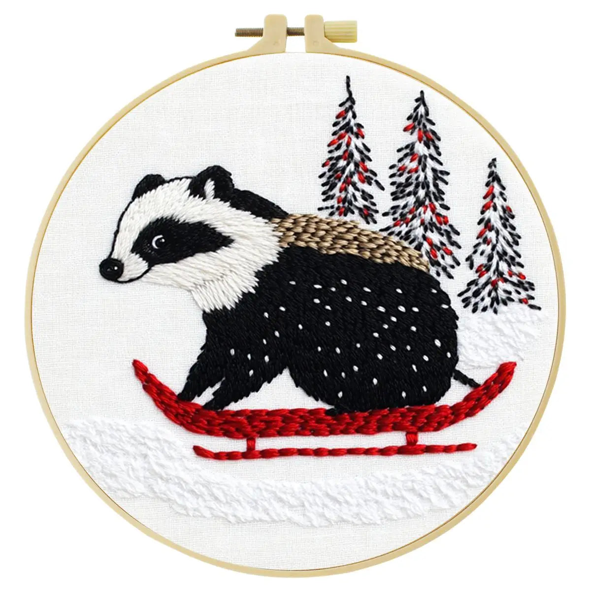 Badgers in the Snow Embroidery Starter Kit