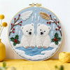 Handmade Polar Bear Cub Embroidery Hoop Wall Art – Winter Nursery Animal Fiber Decor