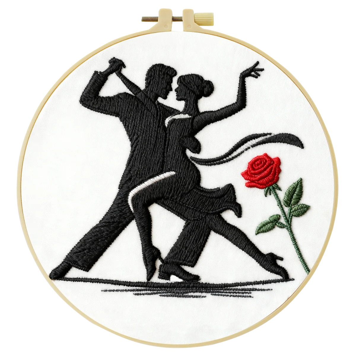 Tango Dancing Couple Embroidery Starter Kit DIY – Beginner Romantic Silhouette Hand Embroidery Kit