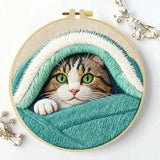 Cozy Blanket Kitten Embroidery Kit 🐱🩵🧵 Kits For Stitchers