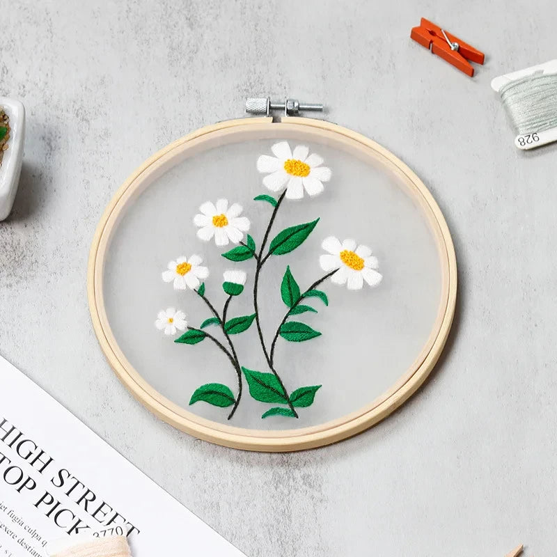 Transparent Double-Sided Flower Embroidery Starter Kit