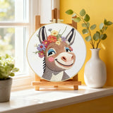 Handmade Floral Donkey Embroidery Hoop Wall Art – Cute Farm Animal Nursery Decor