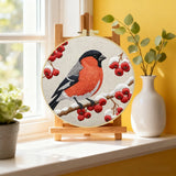 Bird Embroidery Starter Kit – DIY Bullfinch Sewing Art Set for