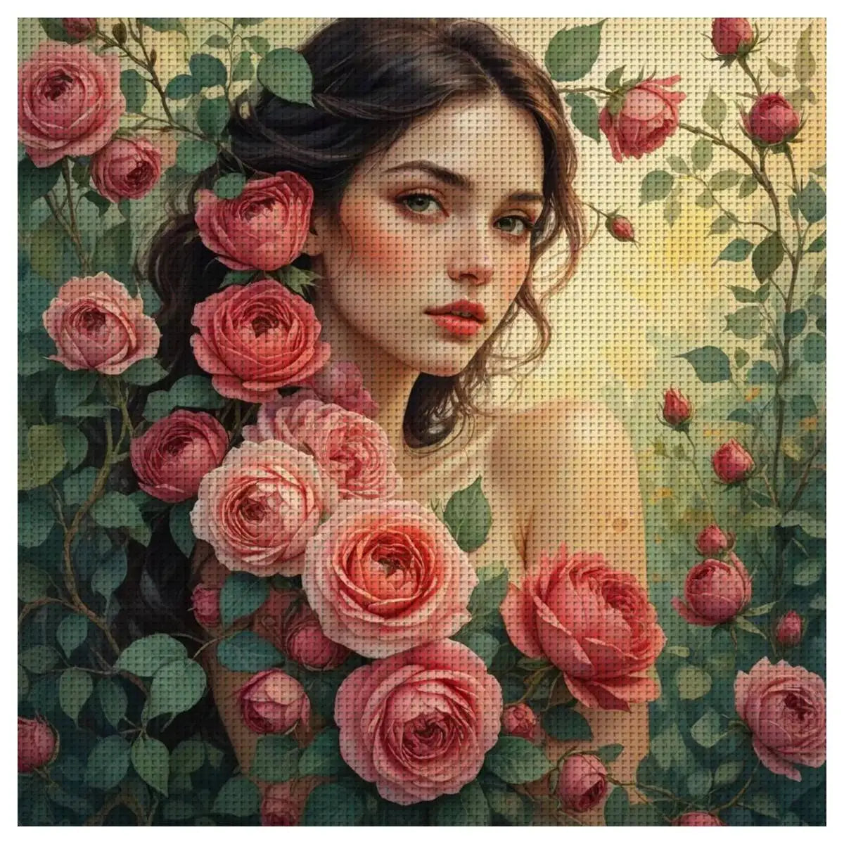 Rose Garden Beauty Cross Stitch Kit 🌹👩🏻🦰✨