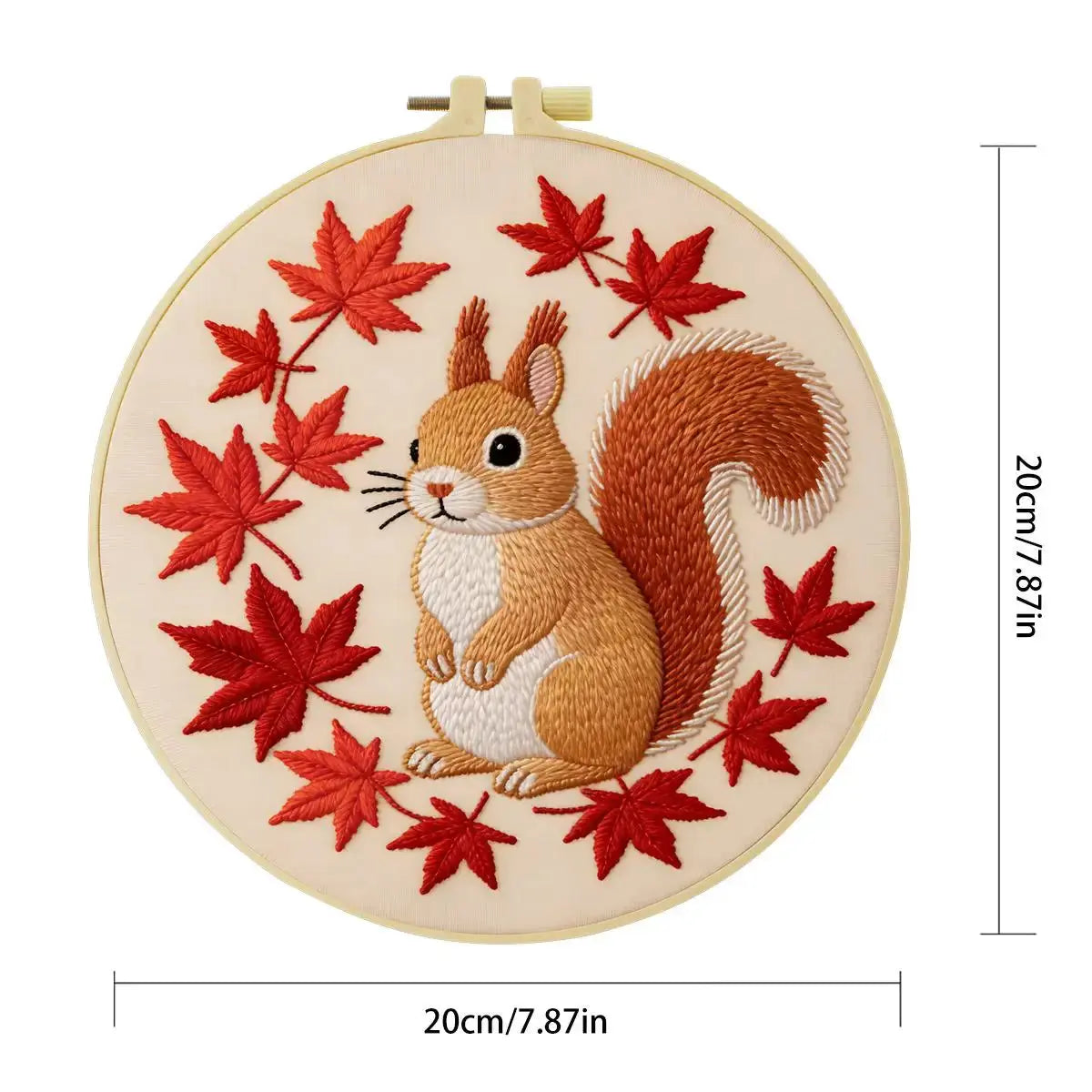Autumn Squirrel Embroidery Kit โ Cute Woodland Maple Leaf Design Kits For Stitchers