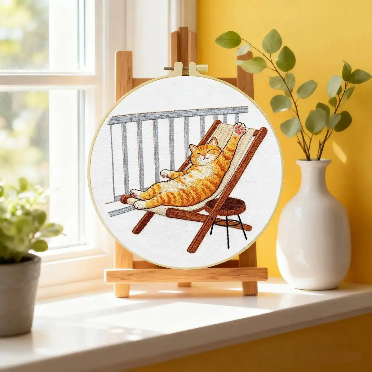 Lazy Summer Cat Embroidery Kit Kits For Stitchers
